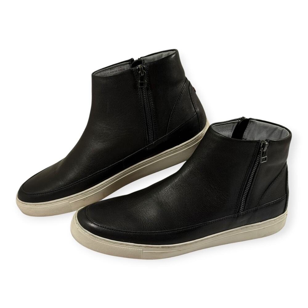 TCG Sinclair Mid Leather Lifestyle Sneaker, Black, Side Zips, Men's 10.5, EU 43